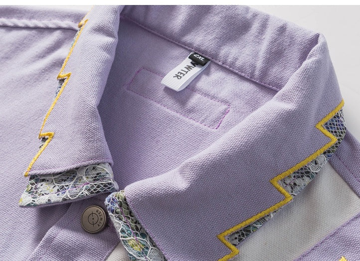 Lace Splicing Color Jacket Male Design Sense