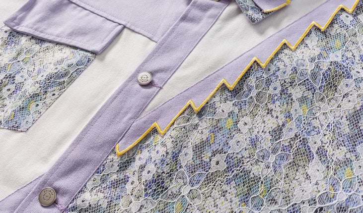 Lace Splicing Color Jacket Male Design Sense