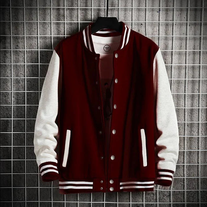 RED WINE VARSITY JACKET